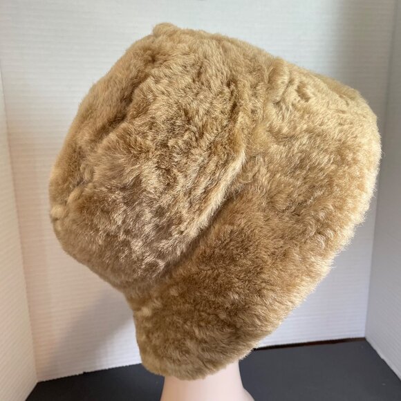 Vintage Womens Tan Faux Fur Bucket Hat main image 7